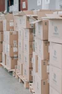 brown cardboard boxes on white floor